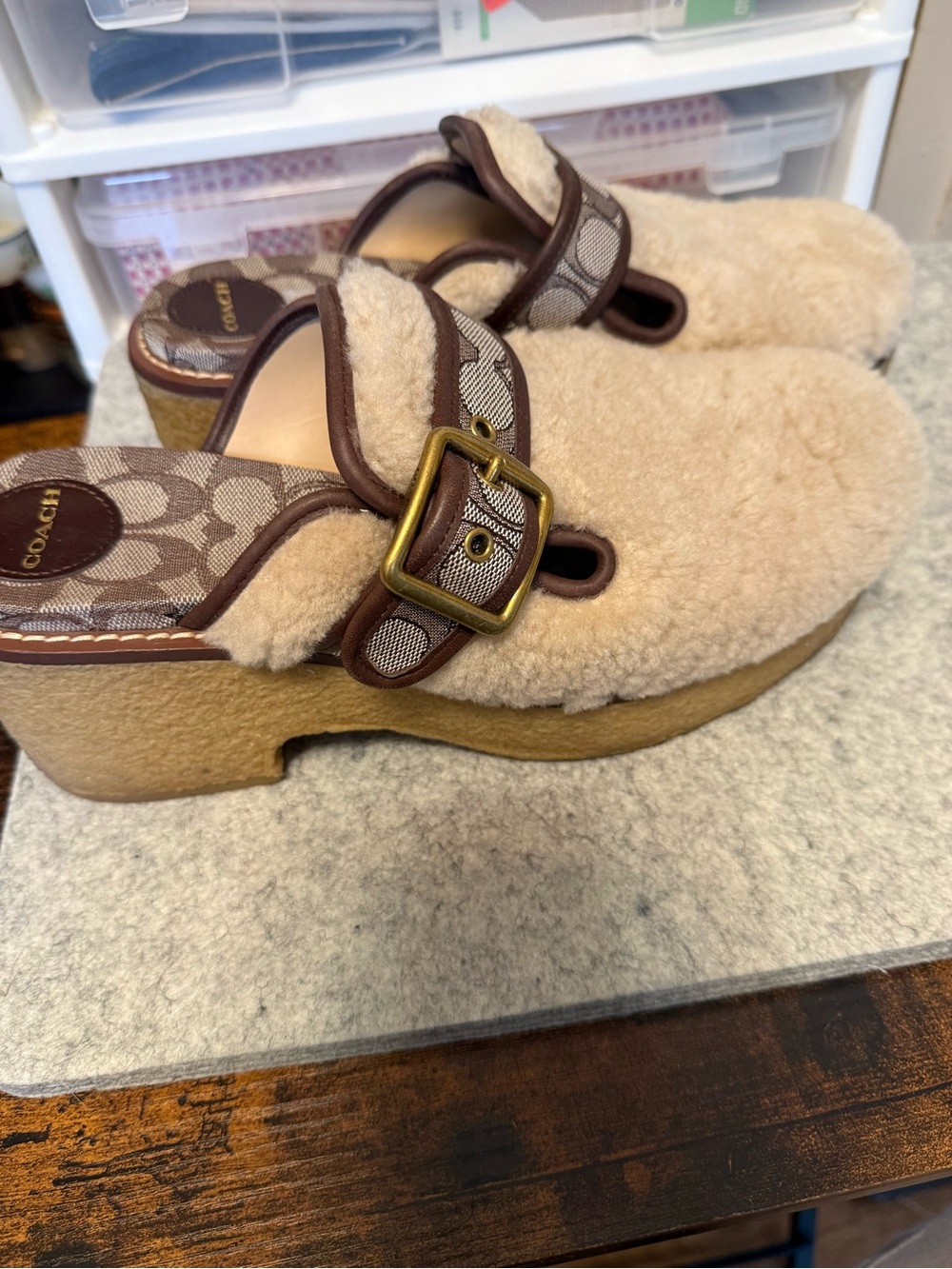 Coach Dylan Shearling Platform Clogs. Size 9.5. - Picture 1 of 9